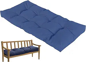 Waterproof Bench Cushion  Indoor/Outdoor Non-Slip Seat Pad 48/40/50/24/28 x 16/18/20 inch  Fits Bay Windows, Patio Furniture, Porch Swings & Long Chairs (2/3/4 Seater)(Blue,55x24in)