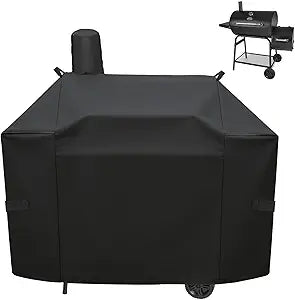 Grill Cover for Expert Grill Offset Smoker, 600D Heavy Duty Waterproof Cover for Expert Offset Smoker with Handles & Starps, Year-Round Outdoor Protection