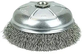 Weiler 14076 6" Crimped Wire Cup Brush, .020" Steel Fill, 5/8"-11 UNC Nut, Made in the USA
