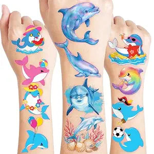 96 PCS Cute Dolphin Pre-Cut Temporary Tattoos for Kids