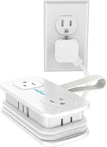 POWSAF Cruise Essentials 4-Ft Travel Power Strip with 4 Outlets and 3 USB Ports (2 USB C), Non Surge Protector for Cruise Ship, Travel Essentials, Home Office, ETL Listed, White