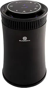 Air Purifier for Home Large Room Γ 5-in-1 HEPA Filter System, Covers Up to 500 Sq Ft for New Home for Allergies, Pets, Smoke, Remove Dust & Odor, Quiet, High Filtration Efficiency Γ SILVERONYX, Black