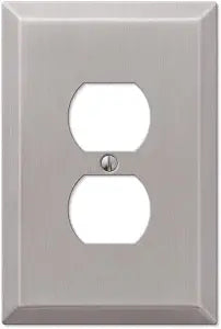 Colester Direct Brushed Satin Nickel Wall Switch Plate Outlet Cover Toggle Rocker GFI (Power Outlet-Duplex Single)