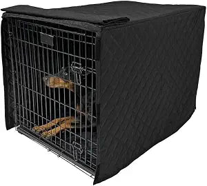 4Knines Quilted Dog Crate Cover  Heavy-Duty, Water-Resistant Fabric for Indoor/Outdoor Use  Durable Travel Cage Cover for Training, Weather Protection  Fits 36-Inch Crates  Black
