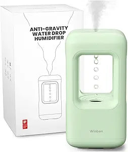 0.6L Mini Anti-Gravity Humidifier, Visual Floating Water Drop Cool Mist Humidifier for Bedroom, Desk & Indoor Plants, Quiet 36dB Night Light, Auto Shut-Off, Unique Gift Idea