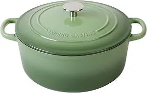 EDGING CASTING Enameled Dutch Ovens Cast Iron Dutch Oven Pot with Lid for Bread Baking, Cook, Dual Handle, 7 Quart, Pistachio Green