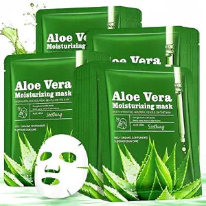Aloe Vera Face Masks, 30 Pack Hydrating Face Masks Skincare, Moisturizing Facial Sheet Mask for All Skin Types, Bulk Aloe Face Masks for Daily Skincare, After Sun Care and Sunburn Relief