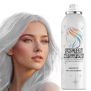 Temporary Hair Color Spray, Washable, Non-Sticky, Silver White