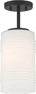 DESIGNERS FOUNTAIN Leavenworth 1 Light Semi Flush Ceiling Light Pendant, Matte Black, D257M-SF-MB