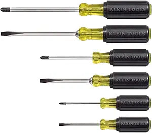 Klein Tools 85074 6-Piece Screwdriver Set, Made in USA, Includes 3 All-Purpose Flathead, 3 Phillips, Cushion-Grip Comfort, Precision Machined Screwdrivers