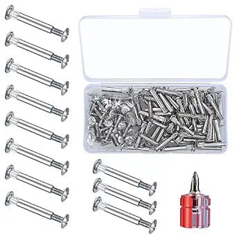 Furniture Joint Bolt & Sleeve Cap Nuts, 130 Pcs Furniture Connectors with Binding Barrels, Cabinet Panel Connectors with Philips Head for Wood Cupboard Bed
