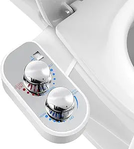 Upgraded Hot Cold Bidet Attachment - Front & Rear Wash, Adjustable Water Pressure, with Self-Clean, Retractable Single Nozzle, Non-Electric Warm Water Bidet Toilet Seat Attachment - Chrome
