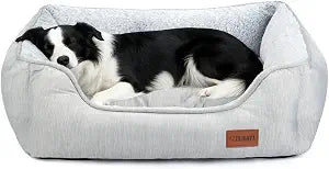 Dog Bed for Large Medium Dogs with Cool to Touch Fabric Soft Calming Cat Beds for Indoor Cats Reversible Square Pet Bed for Puppy, Machine Washable Non-Slip Bottom XL