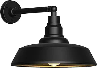 18" Large Gooseneck Barn Light - Outdoor Barn Light is Made of Durable, Rust-Resistant Materials for Long-Lasting use, Black Industrial Lighting Fixture for Farmhouse Garage Patio
