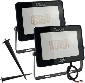 2 Pack 20W Watt Warm White LED Flood Light Outdoor Waterproof IP65, Wall Floodlight Security Landscape Light, Home, Square, Yard, Garage, Street, Pathway, Low Voltage 12V 24V 36V 48V 60V AC DC