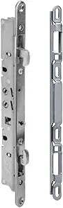 11-3/4" Multi-Point Mortise Lock with Face Plate and Keeper for Sliding Patio Glass Door | Two Point Keeper for Mortise Lock for Patio Sliding Door Locking Mechanism - Stainless Steel