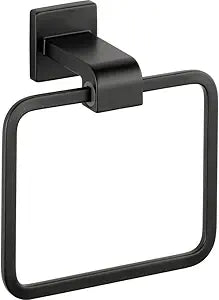 Delta Hand Towel Holder | Square Matte Black Ring for Hanging Towels in Kitchen, Bathroom | Ara Accessories