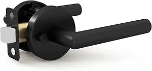Mega Handles Ronn Privacy Lever & Lock Door Handle Set for Hallway, Closet and Bathroom, Keyless Lock, Heavy Duty Door Levers, Fits All Standard Door Sizes, Screws Included - Matte Black (1 Pack)