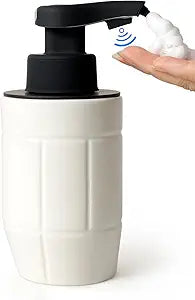 BosilunLife Automatic Soap Dispenser Ceramic Hand Free Soap Dispenser with Waterproof Pump Rechargeable Smart Electric Lotion Soap Dispenser Touchless 10oz (White, Foam Pump)