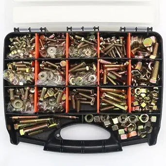 Quibbay 924Pcs Grade 8 Bolts and Nuts Assortment Kit, 1/4-20, 5/16-18, 3/8-16, 1/2-13 Heavy Duty Hex SAE Assorted Bolts Nuts and Washers Kit, Carbon Steel Machine Hardware Screw Sets with Case
