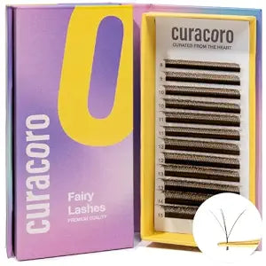 Curacoro Brown Fairy Lash Extensions 3D Volume Lashes 0.07 CC Curl 8-15mm