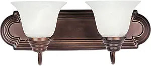 Maxim Lighting Essentials 2-Light Bath Vanity Light | Rubbed Bronze Finish | Transitional Bath Vanity Light | Ideal for Bathrooms & Powder Rooms | Dimmable Damp Rated | 8012MROI