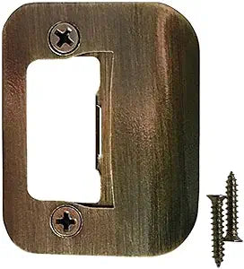 Gator Door Strike Plate with Screws,  2-1/4" by 1-3/4" Universal Latch Restorer Alloy Steel Lock Hardware for Interior and Exterior Doors, Replacement Door Latch Plate | Antique Brass 4-Pack
