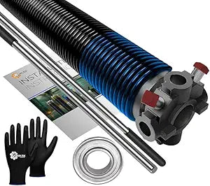 Garage Door Torsion Spring 283x2x40 Replacement for Right Side of Garage Door - 1" Steel Bearing, Winding Bars, and Gloves Precision E-Coating 5-Year Warranty Min. 30,000 Cycles (Black Cone)