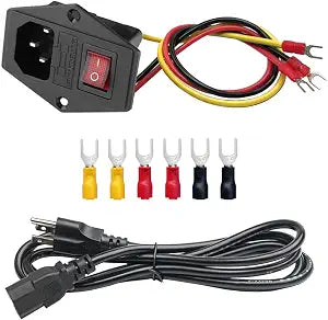 Rocker Switch Power Socket Inlet Module Plug and 4.9ft Power Cord with 10A Fuse Switch 10A 250V 3 Pin IEC320 C14