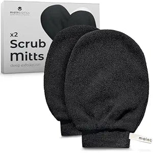 MainBasics Deep Exfoliating Gloves Korean Scrub Mitt (2 Pack)
