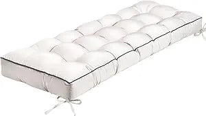 Outdoor Bench Cushion, Tufted Patio Seat Pad for Garden Bench, Porch Swing, Indoor/Outoor Furniture (Cream, 42X16X4)