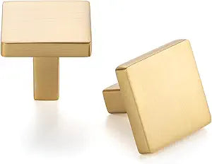 30 Pack 1-1/8 Inch, Square Brushed Gold Cabinet Knobs Gold Drawer Knobs Gold Cabinet Pulls, ZK2401 Solid Kitchen Hardware for Cabinets Drawers Bedroom Dresser Bathroom Vanity Cupboard
