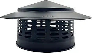 8" Black Round Chimney Cap with Cone Top Stainless Steel Fireplace Chimney Cover Rain Caps for Outside