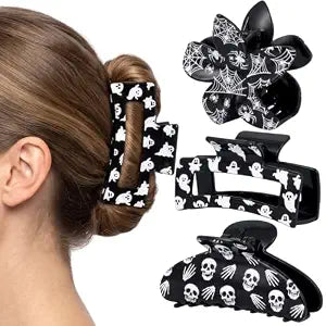 PANTIDE 3Pcs Halloween Spooky Spider Web Hair Claw Clips for Women Girls