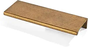 khtumeware 10 Pack 4 inch(102mm) Hole Center Antique Brass Finger Edge Pull Solid Zinc Drawer Pull Hidden Edge Treatment Hardware Finger Pull Kitchen Drawer Hardware
