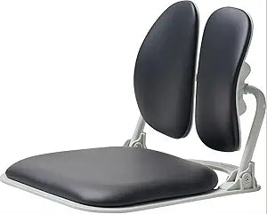 Premium Dual-Backrests Made in Korea Ergonomic Floor Chair with Back Support - Meditation Chair, Floor Gaming Chair, Reading Chair, Floor Chairs for Adults, Foldable Chair (Black Leather)