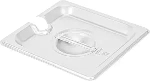 Restaurantware-LIDS ONLY: Kitchen Tek 6.9 x 6.4 Inch Steam Table Pan Covers, 12 NSF Hotel Pan Covers - 1/6 Size Pans Sold Separately, With Handle, Stainless Steel Slotted Lids, Durable