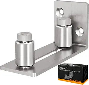 JUGREAT Barn Door Mounted Stainless Steel Sliding Door Guide-1 Pack (For Doors Up to 2 1/8 inches, Flush Bottom Design)