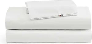 Tommy Hilfiger - Full Bed Sheets, Moisture-Wicking Cotton Bedding with Matching Pillowcase, Lightweight Bed Set, Deep Pockets, Oeko-Tex Certified (Performance Cooling White)