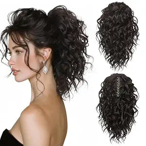 12 Inch Ponytail Extension, Curly Pony Tails Hair Extensions, Claw Clip