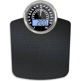 Adamson Hybrid 2-in-1 Analog & Digital Weighing Scale for Body Weight up to 400lbs - Thick Tempered Glass - Extra Large Display - Easy to Read Digital Bathroom Scale - New Version - Black Matrix