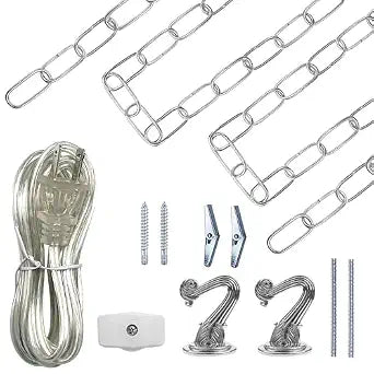 ECUDIS Swag Light Kit, 12 Ft Chain, 15 Ft Cord with Switch, Nickel