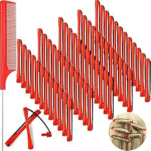 WILLBOND 60 Pcs Small Perm Rod for Short Long Tight Curl Hair, 0.2'', Red