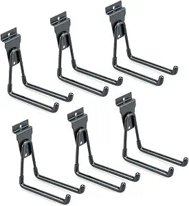 Slatwall Accessories, Black Slatwall Hooks, Garage Utility Hooks for Slatwall, 6 Pack Medium U Hook