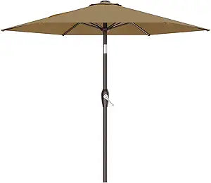 AreShark 7.5FT Patio Umbrella Table Market Umbrella w/Tilt and Crank, Heavy-Duty Outdoor Umbrellas for Pool, Deck, Garden and Backyard, Khaki