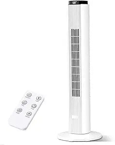 Antarctic Star 37-Inch Bladeless Portable Tower Fan 80┬░Oscillating,Quiet Cooling with 12H Timer Remote Control, 6 Speed, 4 Modes, LED Display,Standing Fan Powerful for Bedroom Office Dorm, White