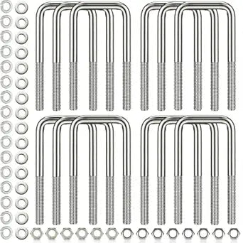 12 Pcs Hotop 304 Stainless Steel Square U-Bolt Boat Trailer U-Bolts with Washers and Nuts l Heavy Duty U Bolt for Sailboat Trailer Automobiles Industrial Part (1/2 D x 3 1/16 W x 5 5/16 Inch)