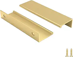Rergy 10 Pack Gold Cabinet Pulls 5 inch Edge Finger Pull Aluminum Alloy Hardware for Dresser Drawer Handles