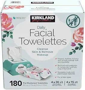 KIRKLAND Signature Daily Facial Towellettes, 4.53 Pound (180 Count, 1-Box)