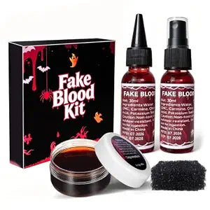 Halloween Fake Blood Kit 3PCS Spray Gel & Dripping Blood SFX Makeup
